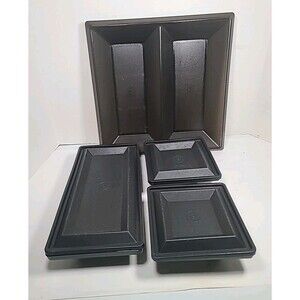 Complete Vintage Tupperware 1385 Smoke Black 7 PC Get Together Buffet Tray